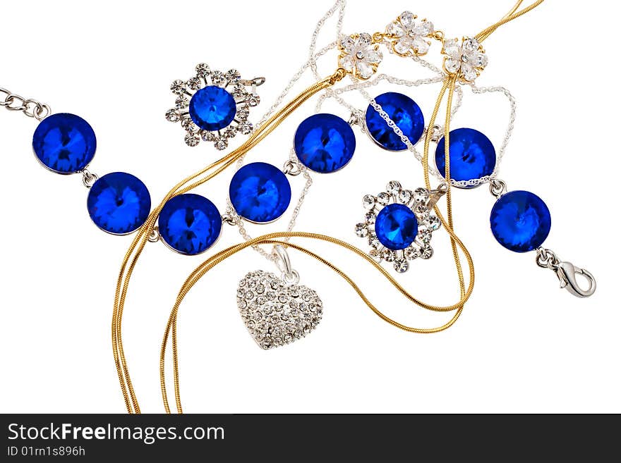 Jewellery mix on white background