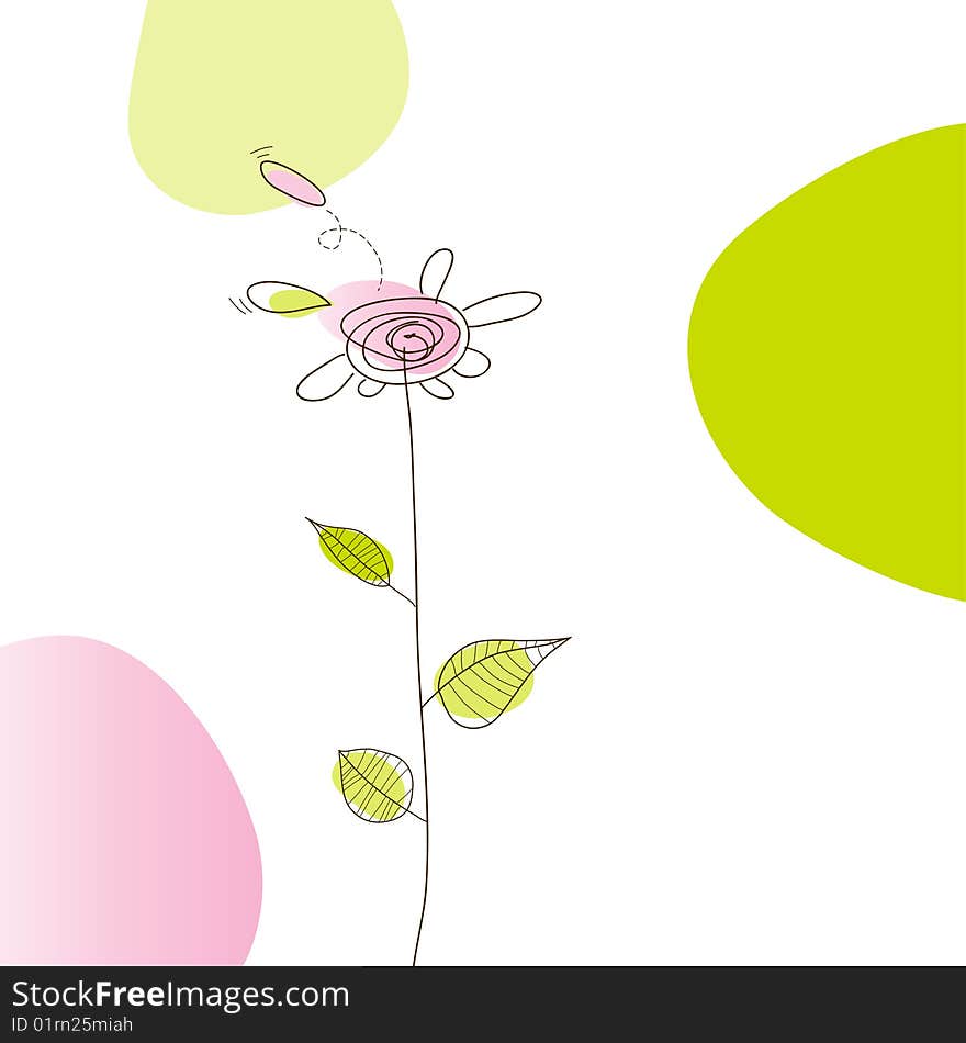 Illustration with simple flower. Vector art