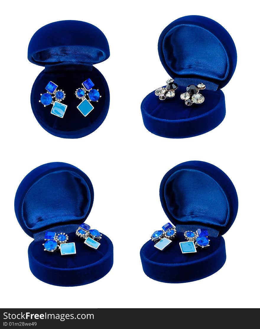 Earring in blue present box