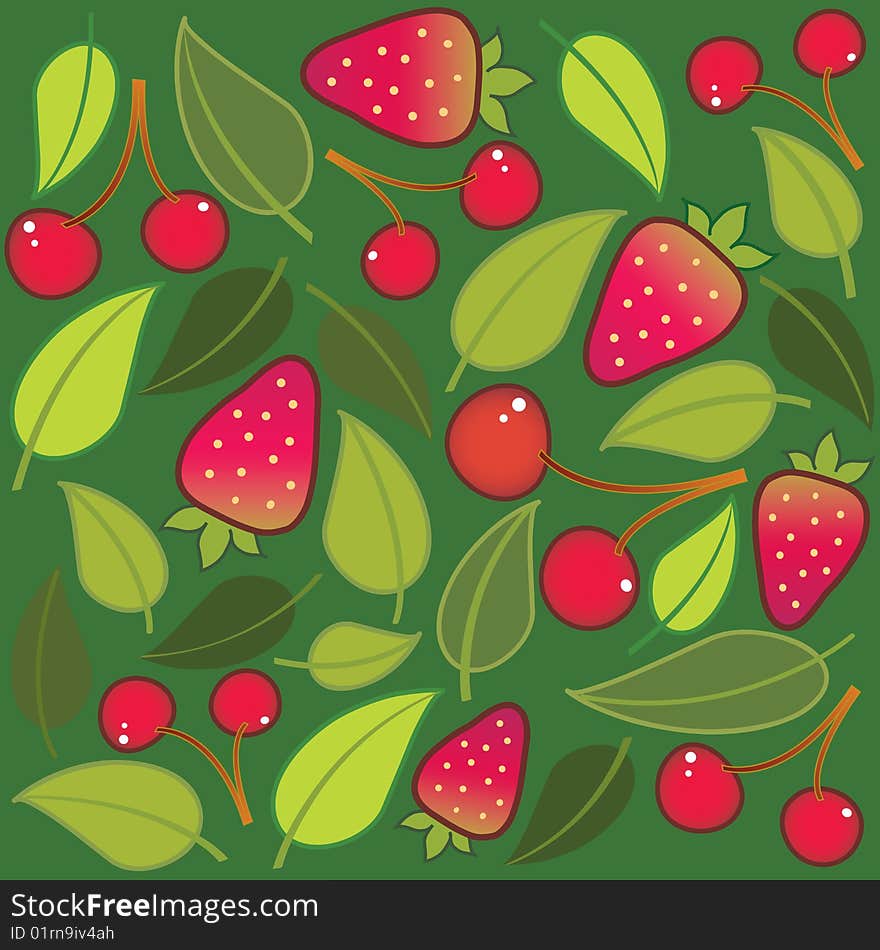 Background image of strawberries and cherries. Background image of strawberries and cherries