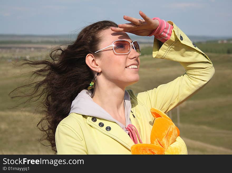 Wind And Beautiful Girl In Glasses