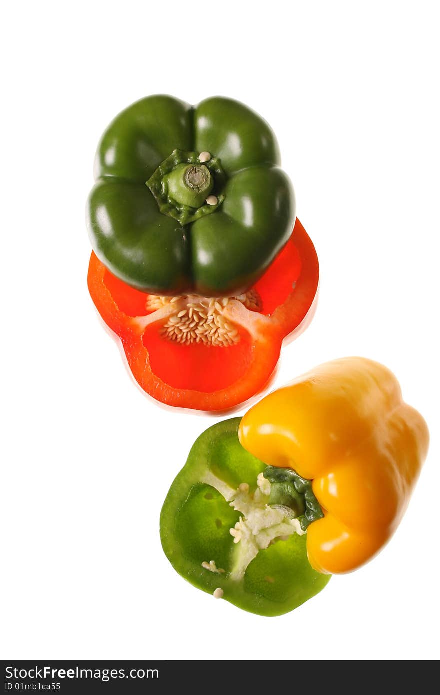 Pepper on a withe isolated background with copy space. Pepper on a withe isolated background with copy space