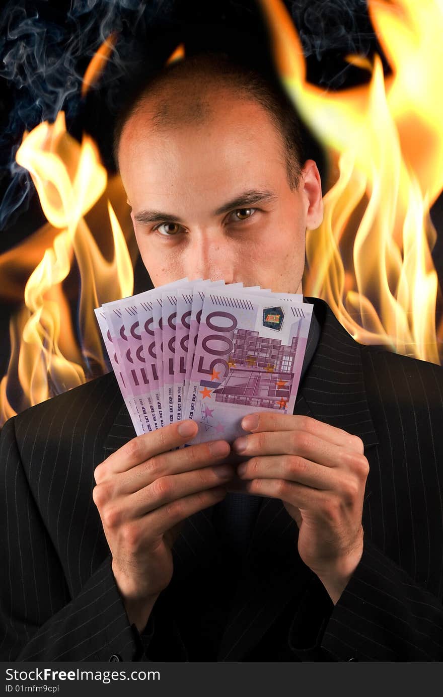 Businessman holding money