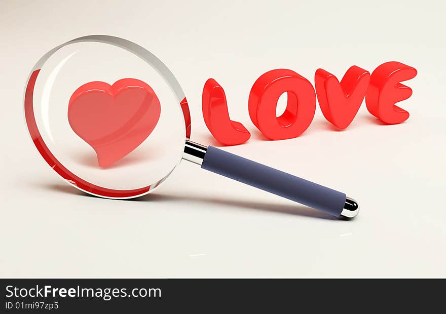 Metaphorical image symbolizing the focus on Love concept. Realistic 3d Render suitable for love and friendship affairs.