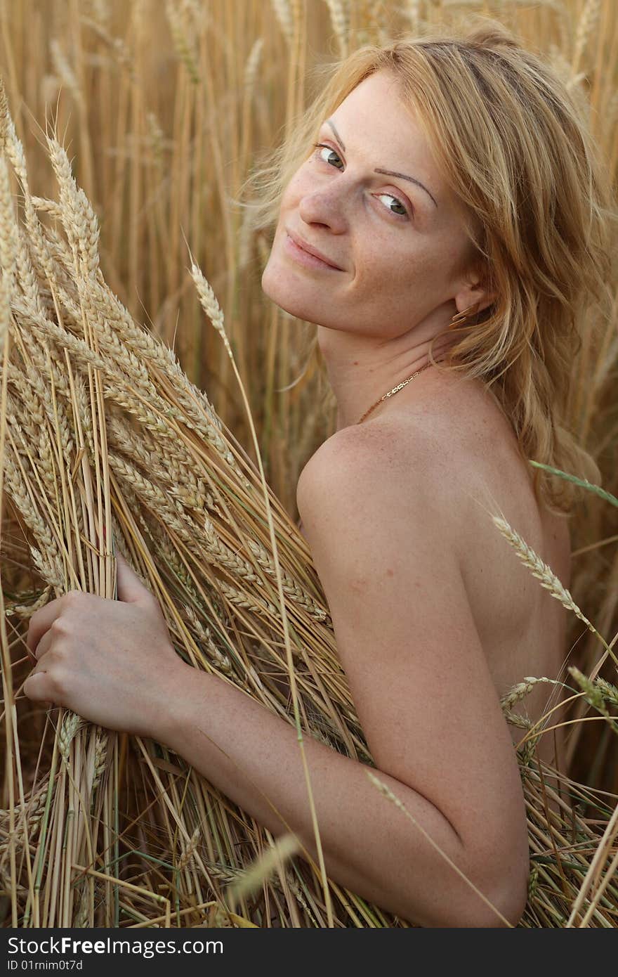 Beauty woman on field