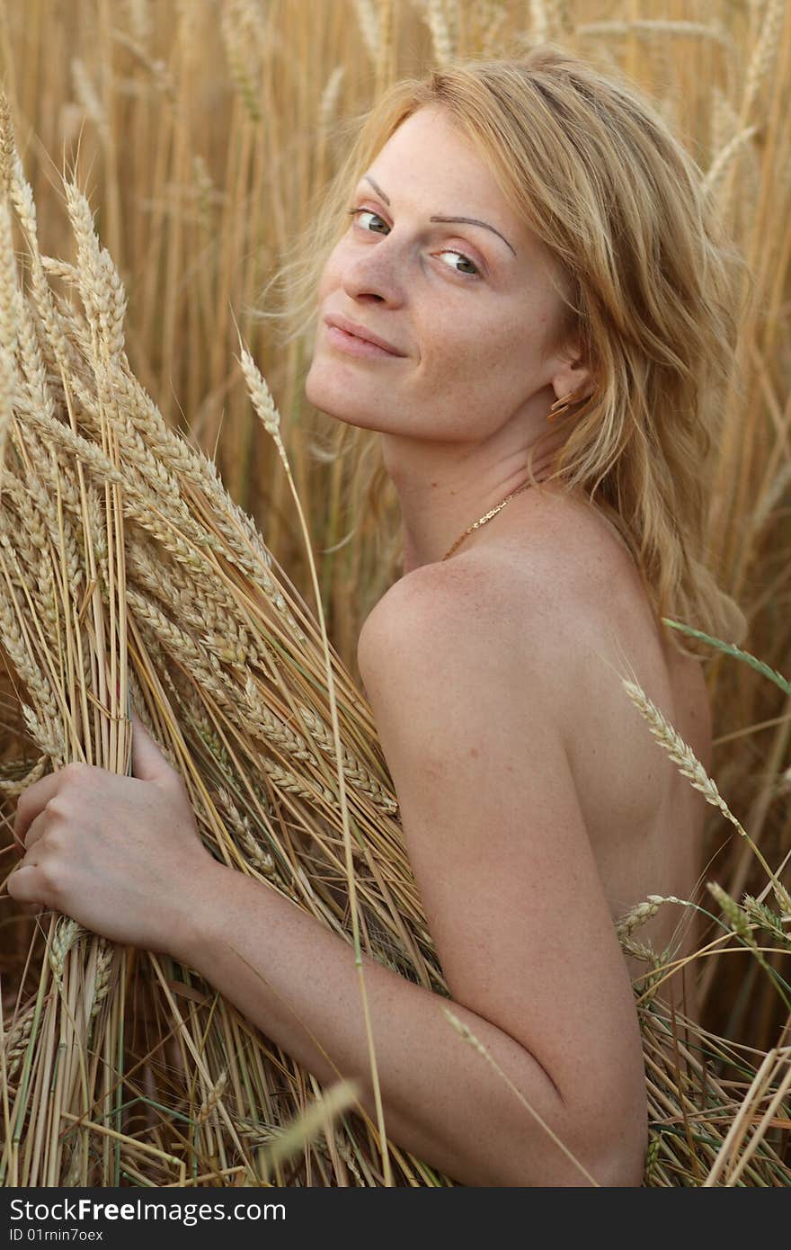 Beauty woman on field