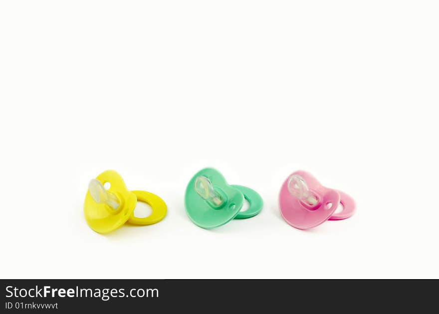 Three Colored Baby Pacifiers