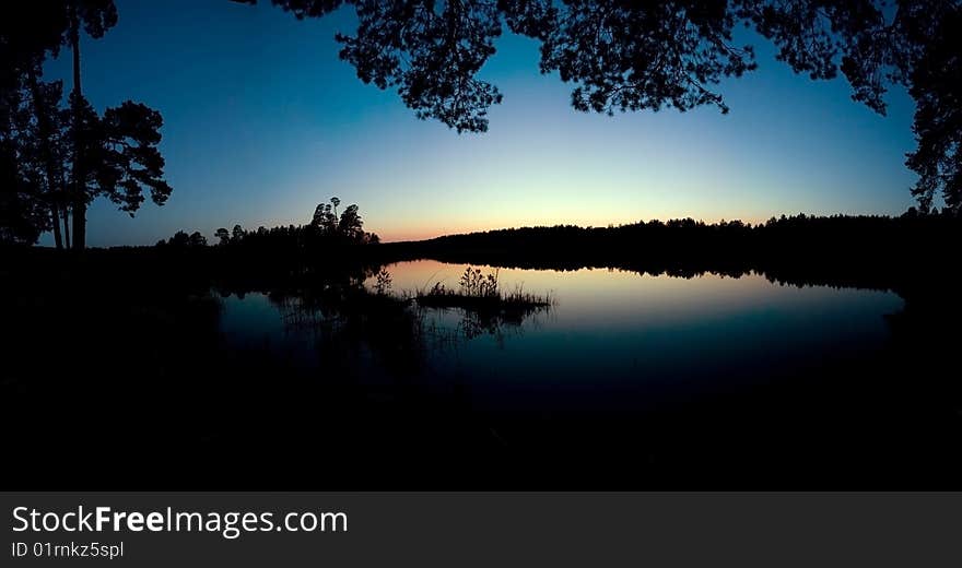 An image of a lake in the night. An image of a lake in the night