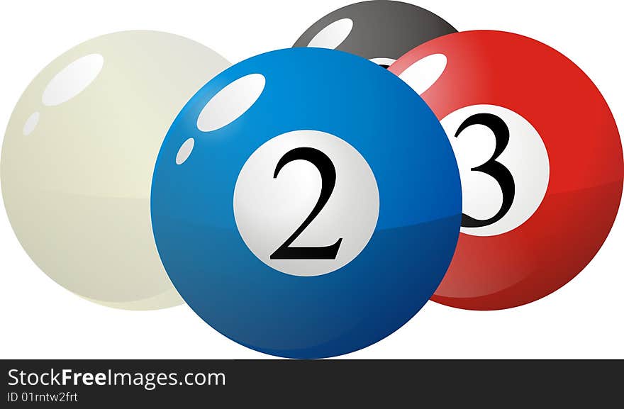 Multi-coloured Billiard spheres on a white background. Multi-coloured Billiard spheres on a white background