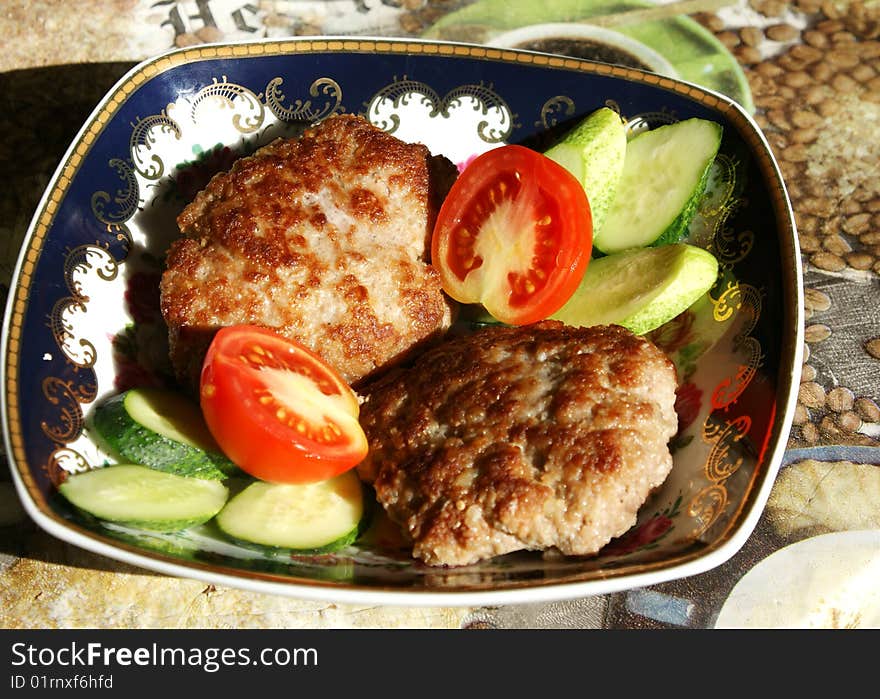 Cutlets In A Plate