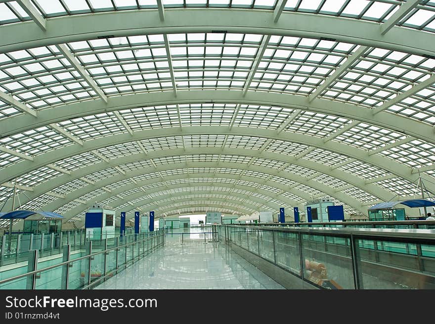 Modern hall inside in the beijing airfield.