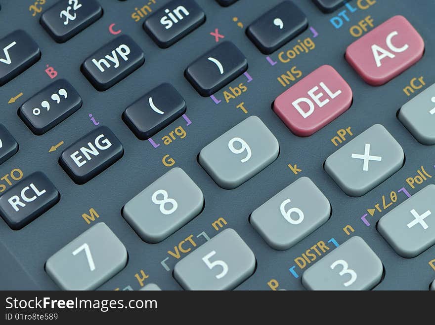 Scientific calculator close up button