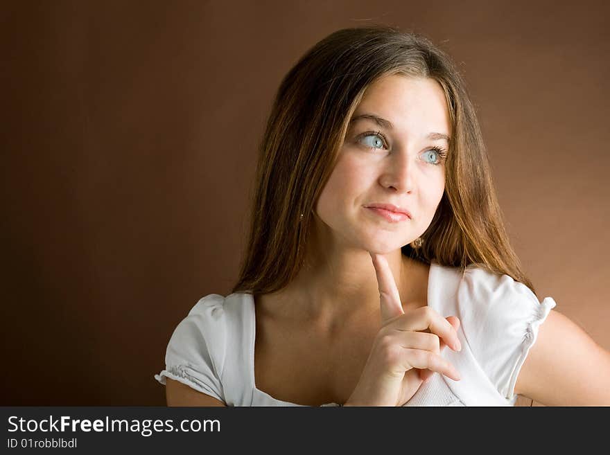 A portrait of a young attractive emotional woman. A portrait of a young attractive emotional woman