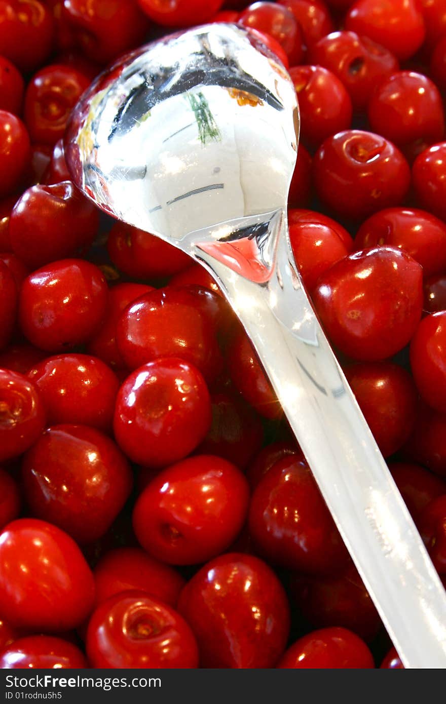 Colorful cherry's with spoon