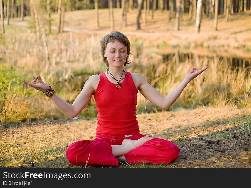 Woman relaxing in the forest