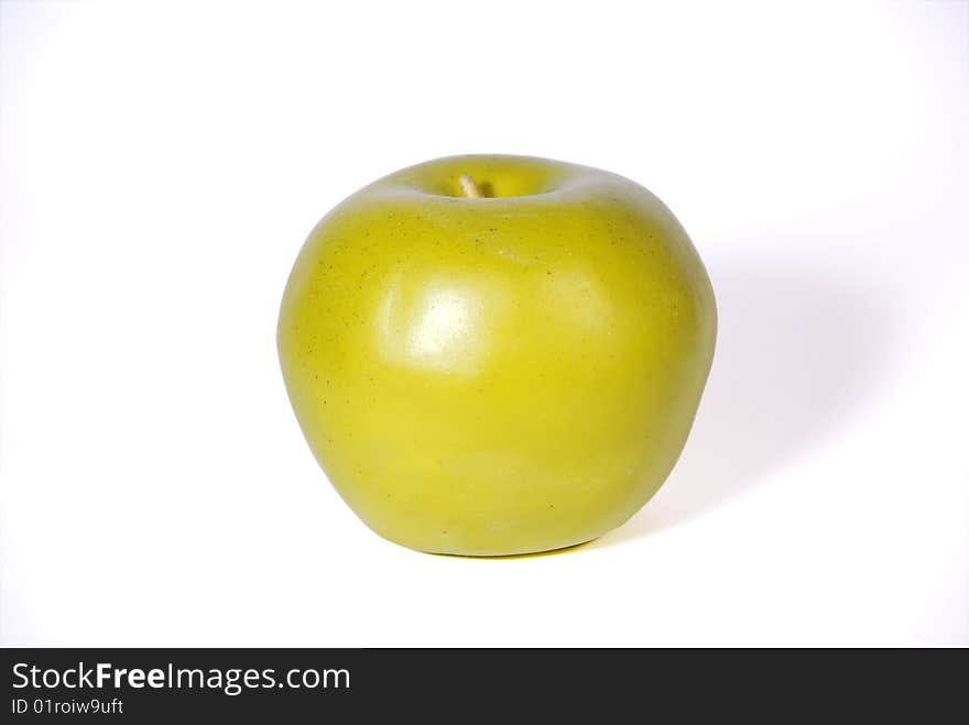 Green apple on white background.