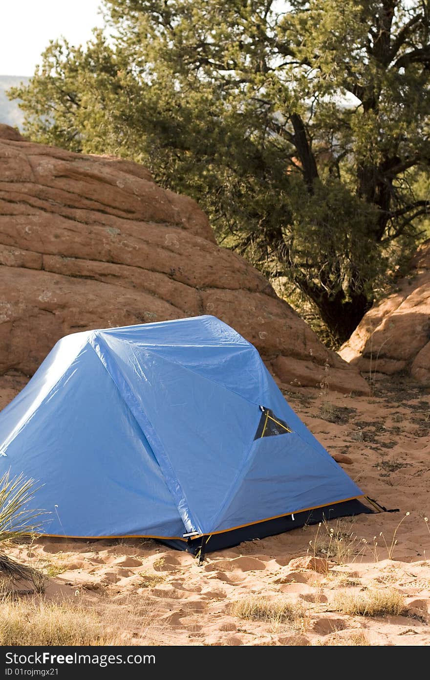 Campsite with Tent in Desert