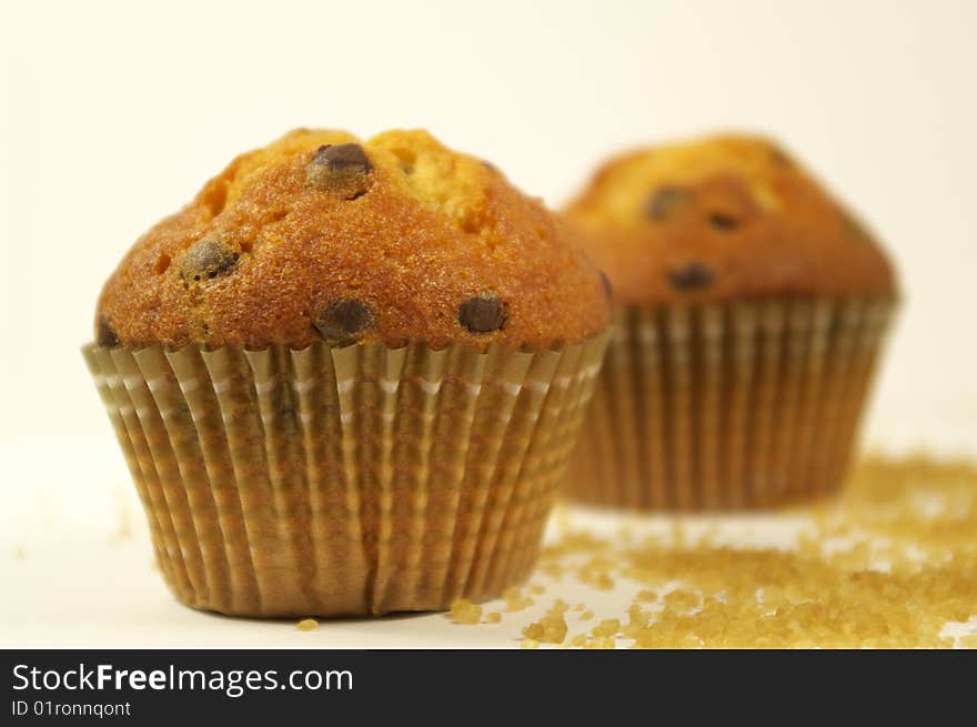 Muffins with chocolate flakes