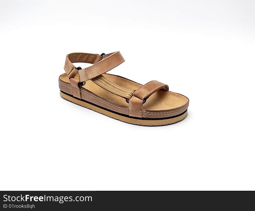 Brown leather sandal isolated on the white background.