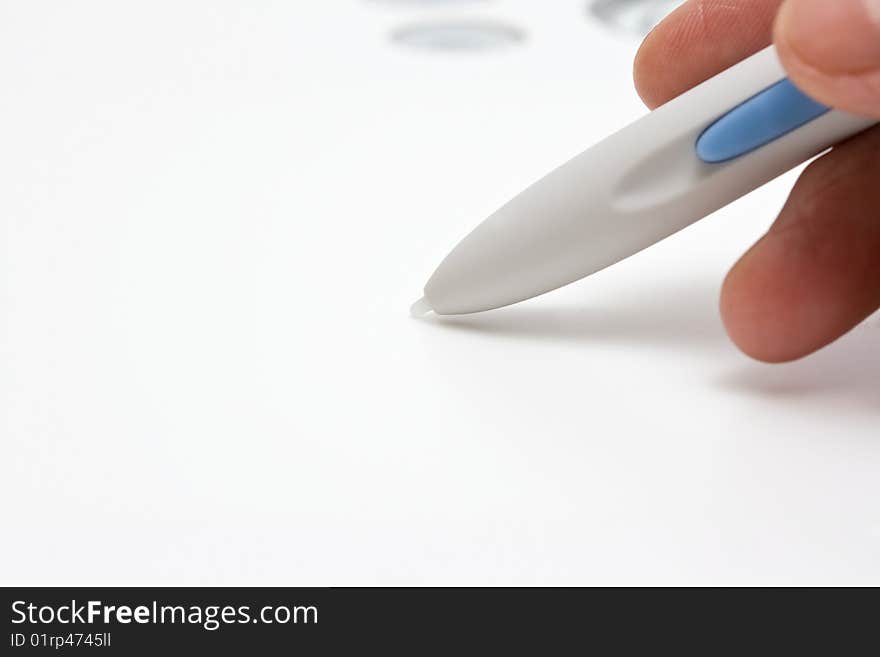 Tablet with pen in a hand