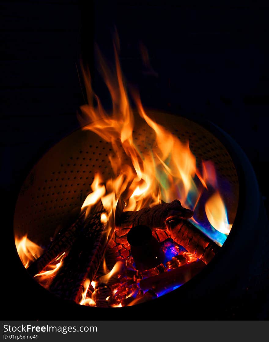 This is a picture of blue flames in a fire.