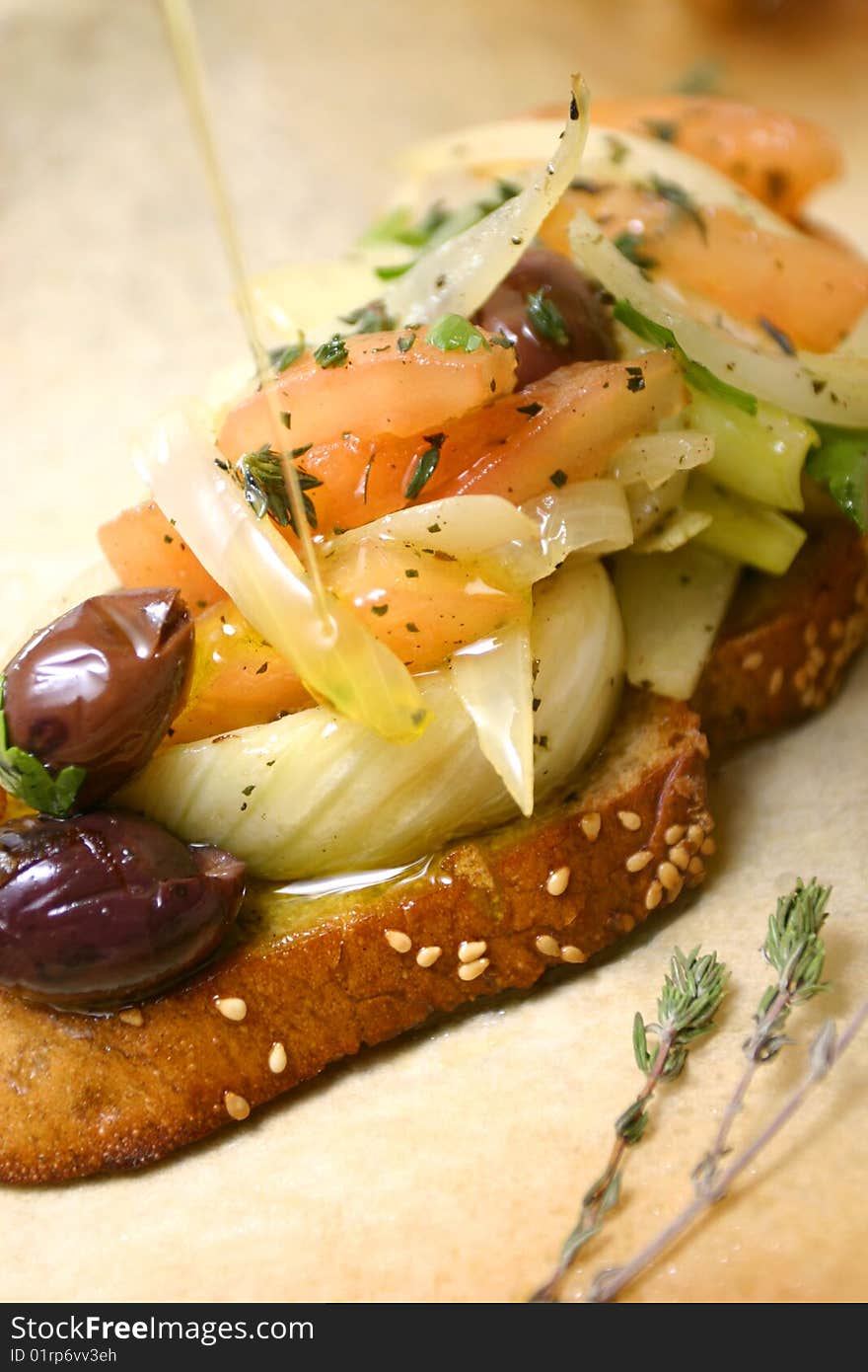 Sanwich with vegetable and rosemary