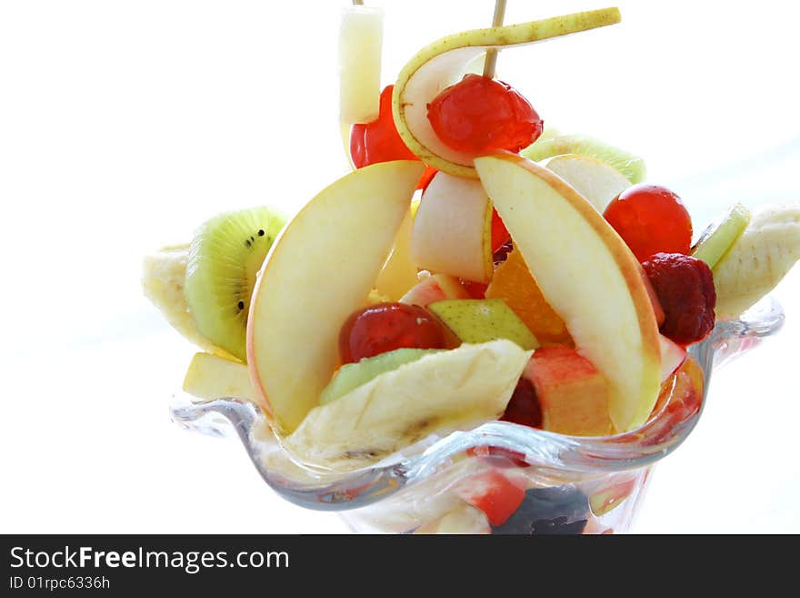 Mix fruit in glass cup