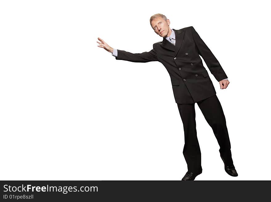 Businessman waving