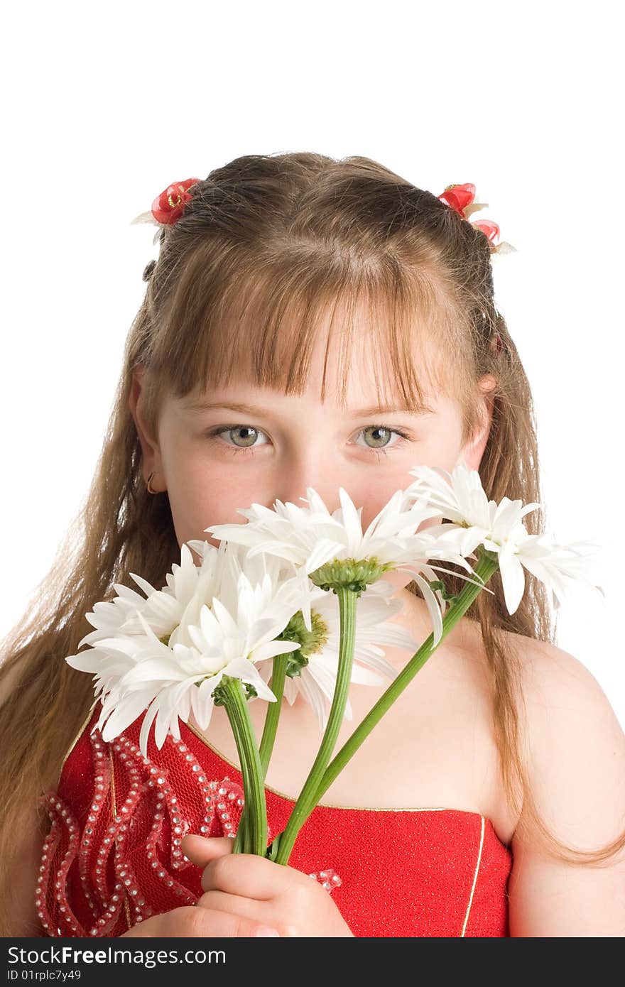 Girl with white flowers