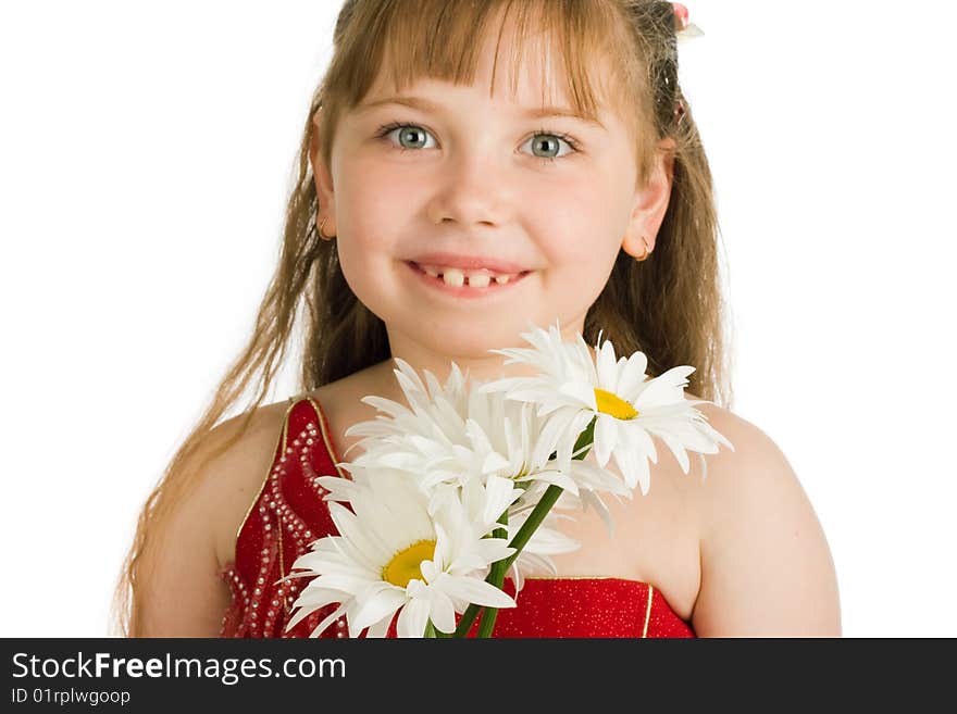 An image of a pretty girl with white flowers