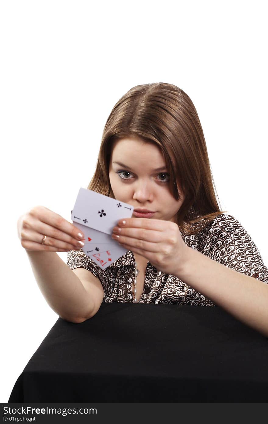 Image of a girl with four Aces