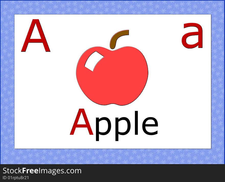 Individual english alphabet, whit apple- illustration