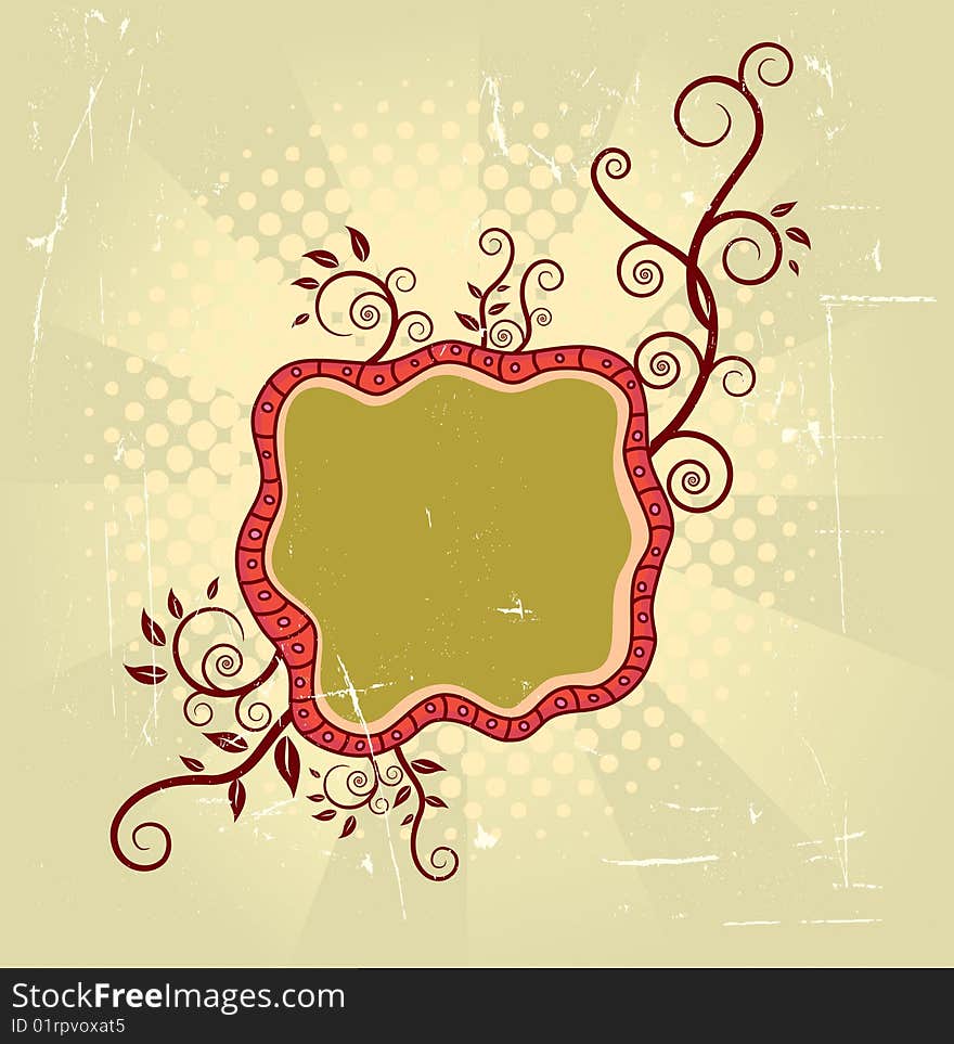 Vector illustration floral grunge frame. Vector illustration floral grunge frame