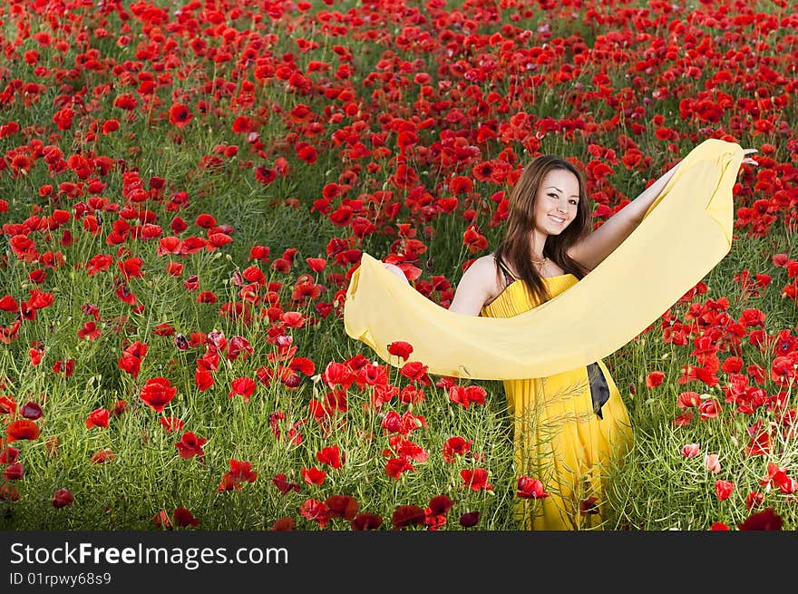 Beautiful Smiling Girl With Yellow Scarf