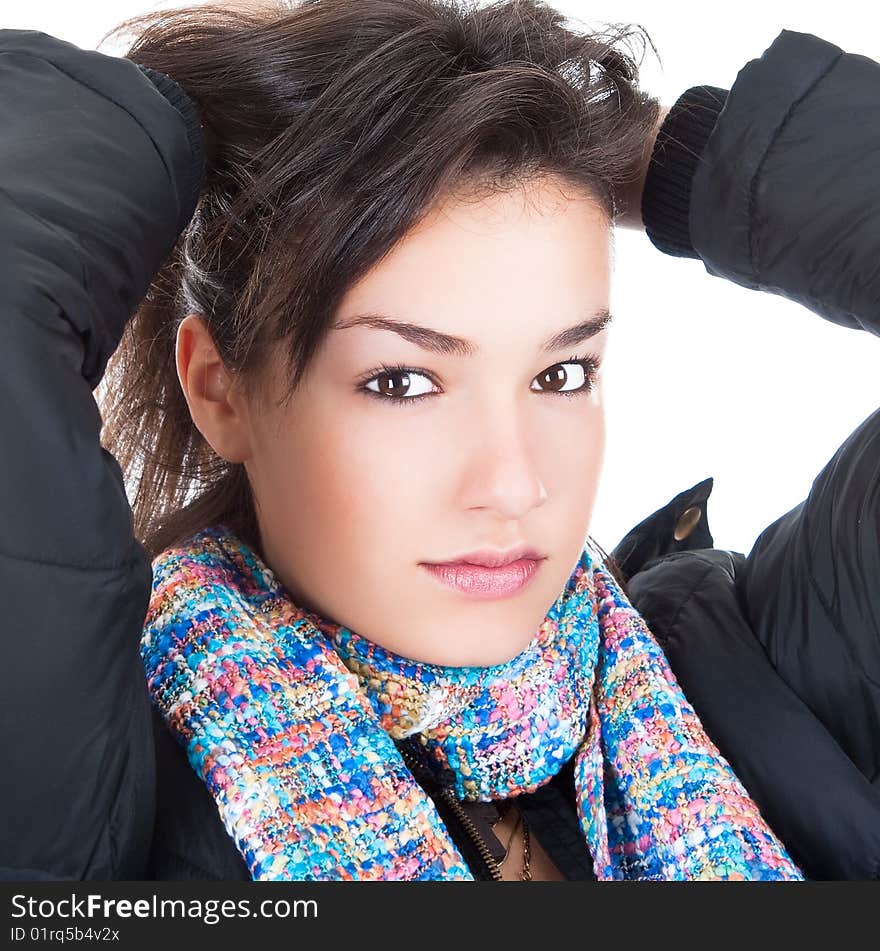 Close-up portrait of sexy caucasian young woman