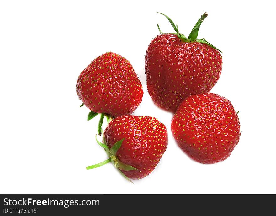 Four Strawberry On A White