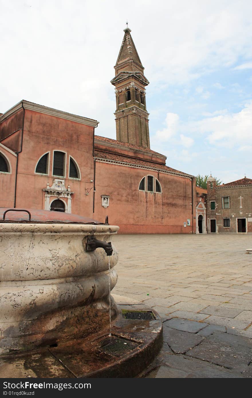 Island of Burano (VE), church and bell tower