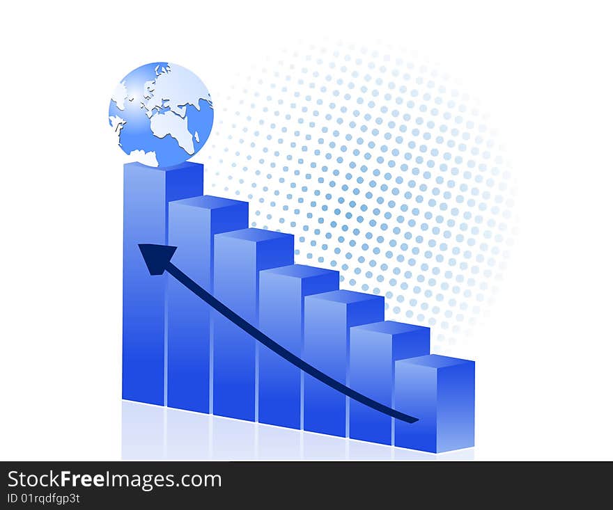 Illustration of blue business graph