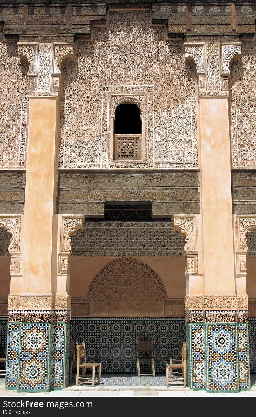 Doorway of stone fretwork and mosaic. Doorway of stone fretwork and mosaic