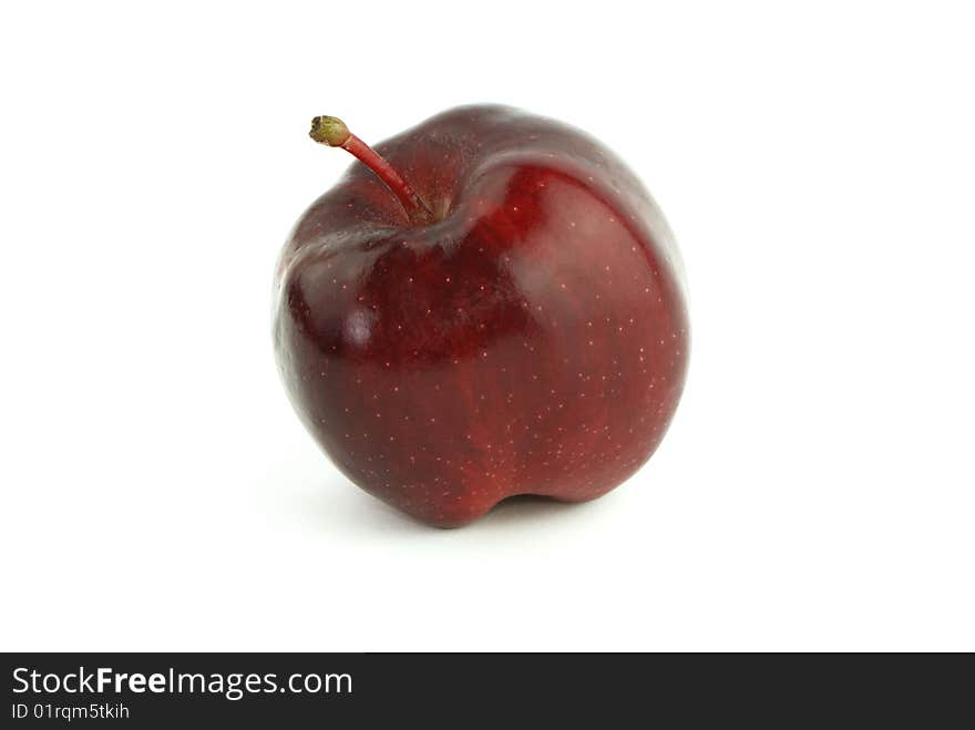 Single red apple isolated on white background