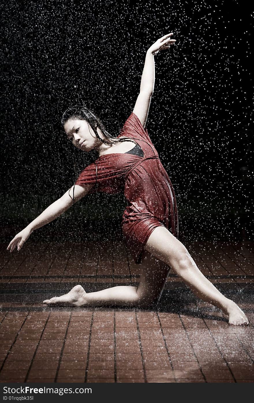 Ballet dancer in the rain