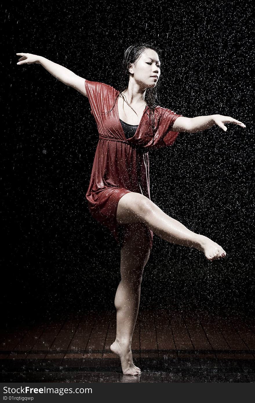 Ballet dancer in the rain