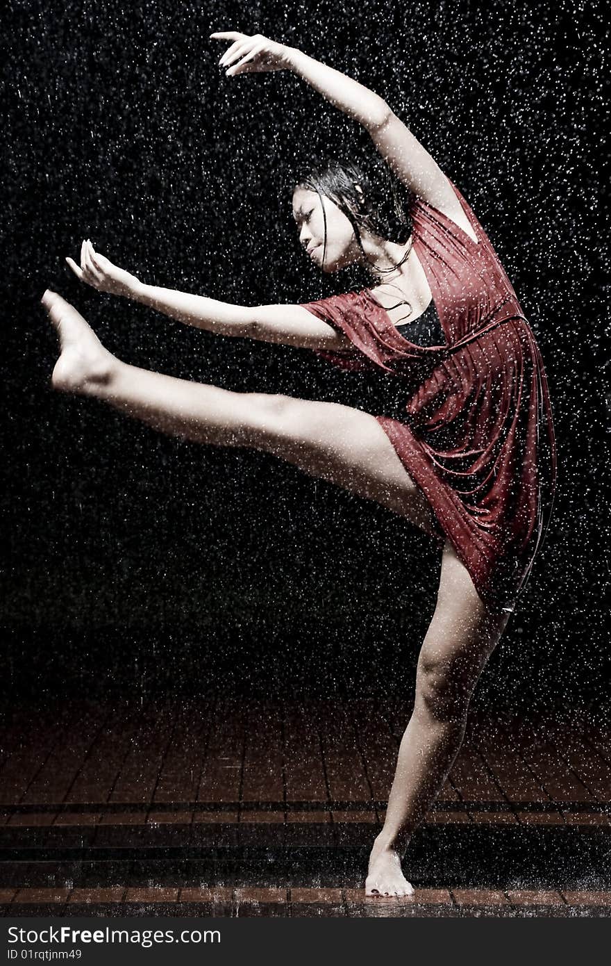 Ballet dancer in the rain