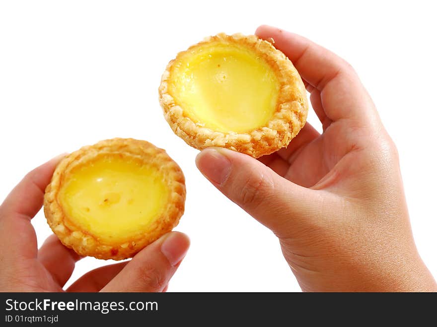 Hand Hold Home made Crispy Egg Tart. Hand Hold Home made Crispy Egg Tart