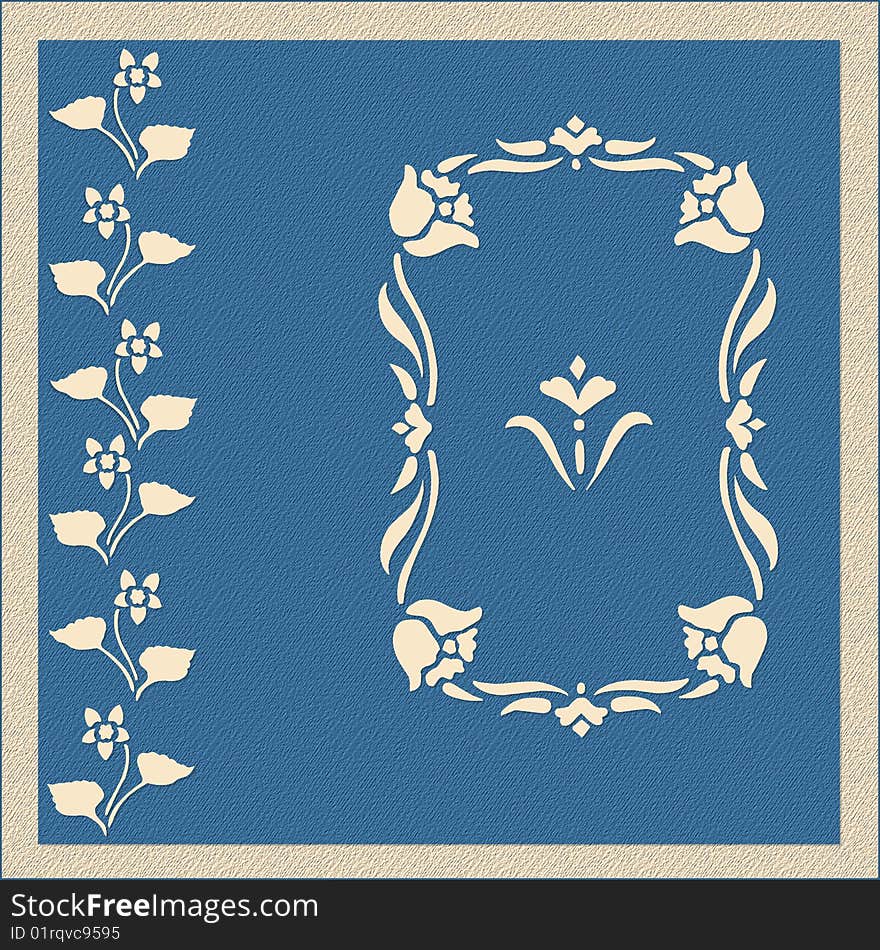 Blue frame with floral decoration. Blue frame with floral decoration