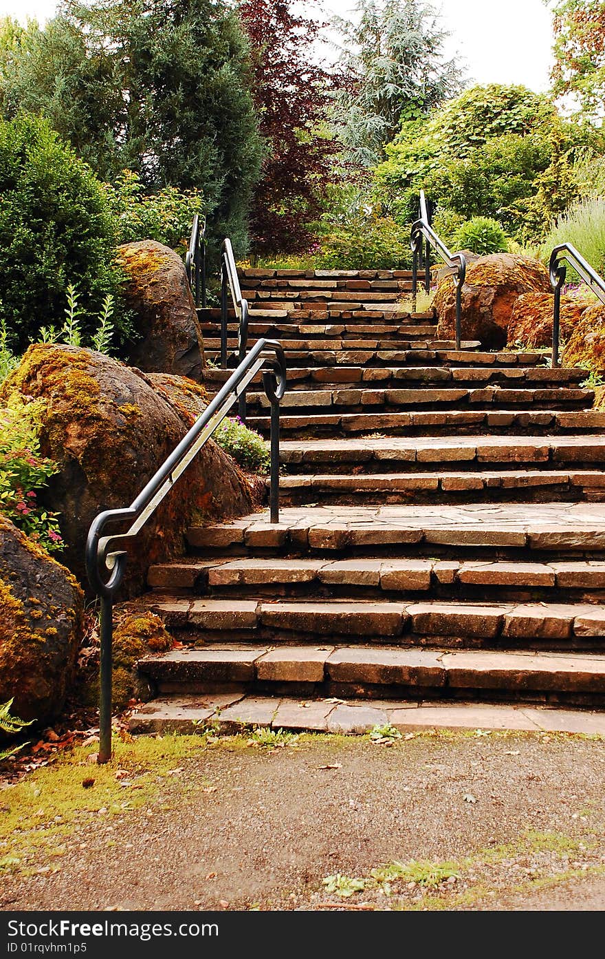 Garden staircase in park setting. Garden staircase in park setting