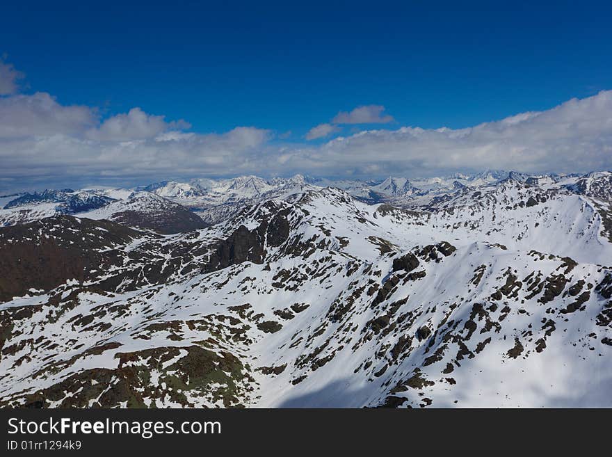 High mountains under snow in the winter