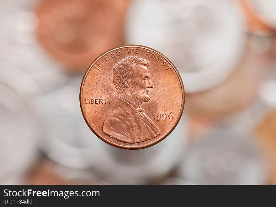 Abstract macro background from a large number cents. Abstract macro background from a large number cents