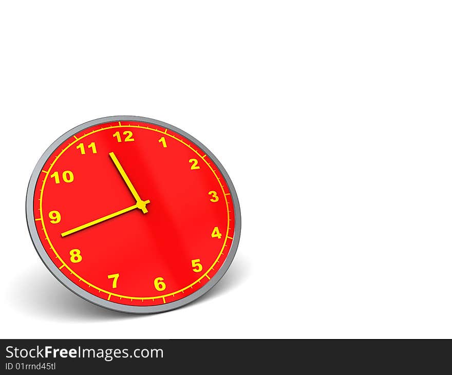 3d illustration of background with clock at left side