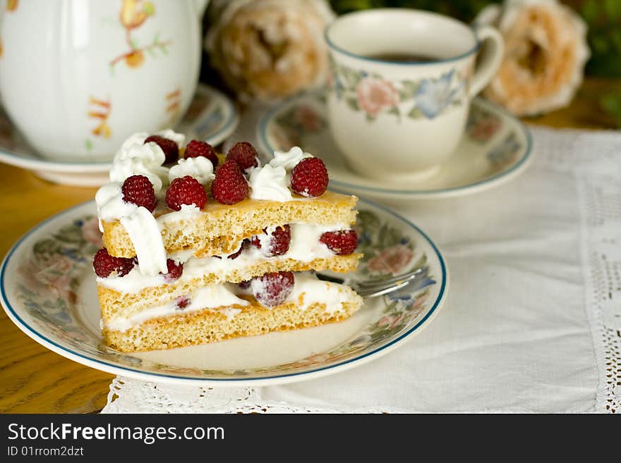 Raspberry Cake And Tea